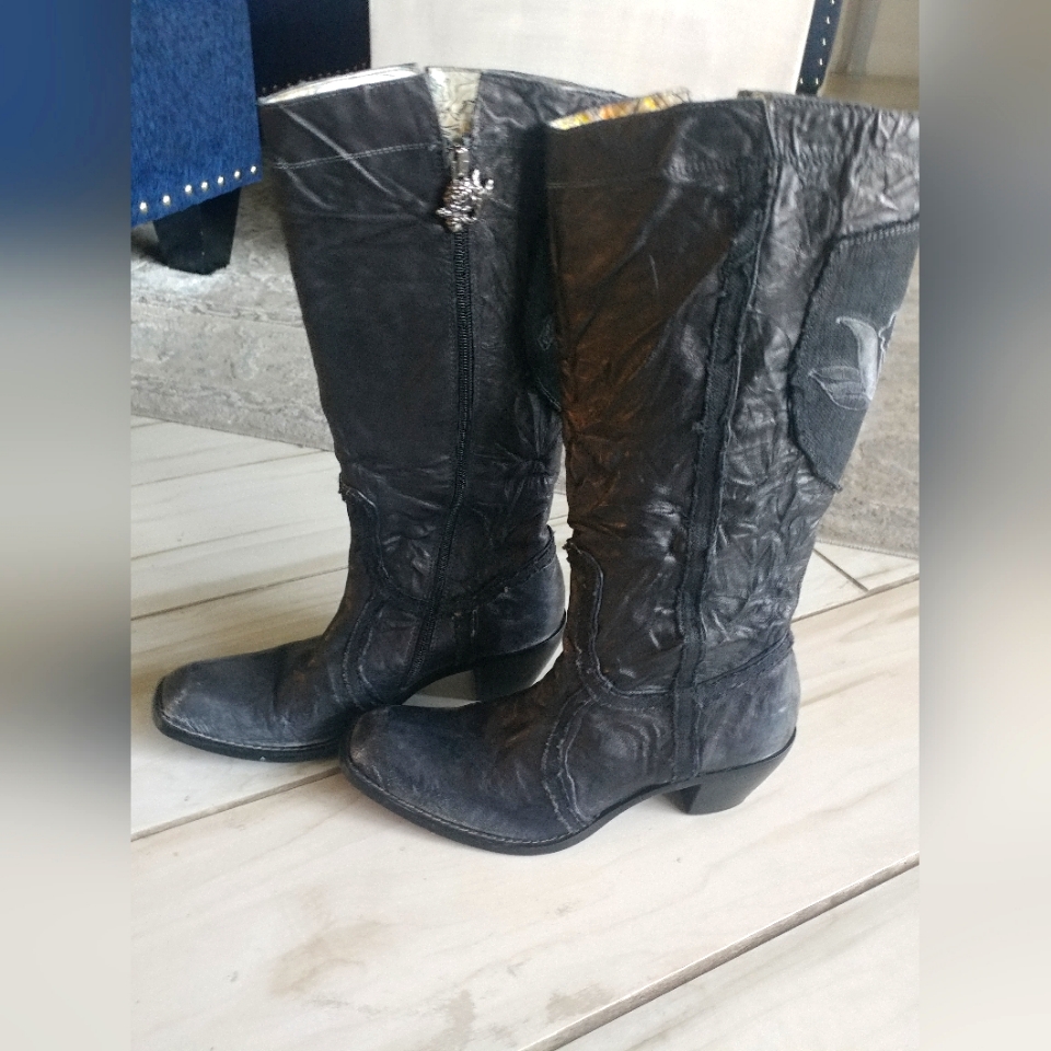 Black Leather Boots By Mark Nason Size 7